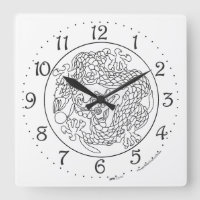 Horloge murale carrée Dragon Chinois