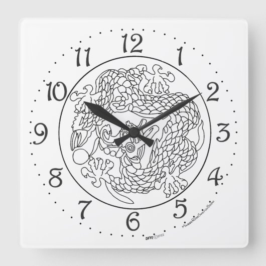 Horloge murale carrée Dragon Chinois (Recto)