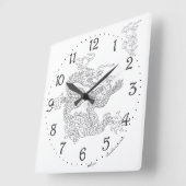 Horloge murale carrée Dragon Chinois (Angle)