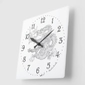 Horloge murale carrée Dragon Chinois (Angle)