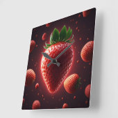 Horloge murale carrée en acrylique à la fraise rad (Angle)