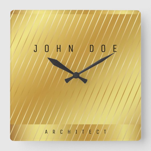 Horloge murale carrée en acrylique doré élégant (Recto)