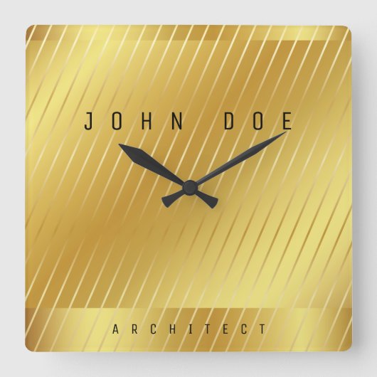 Horloge murale carrée en acrylique or élégant (Recto)