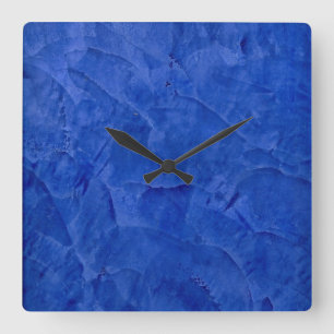 Horloge murale carrée Faux Finition Bleu Profond