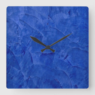 Horloge murale carrée Faux Finition Bleu Profond