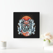 Horloge murale carrée Fox Kitsune (Maison)