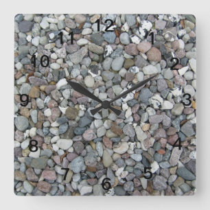 Horloge murale carrée Pierres Grises Tendance Natu