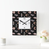 Horloge murale carrée thème Nature cuivre et noir (Maison)