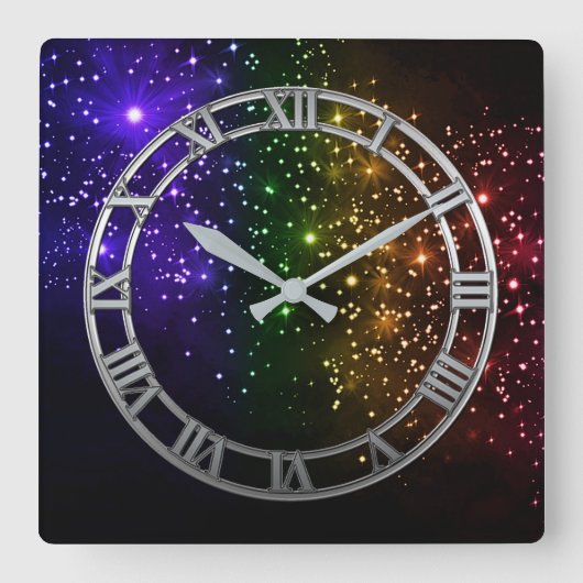 Horloge murale carrée Twilight Rainbow (Recto)