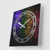 Horloge murale carrée Twilight Rainbow (Angle)