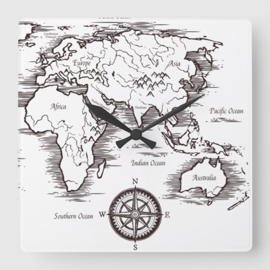 Horloge murale - Carte du monde Afrique Europe AU  (Recto)