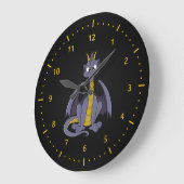 Horloge murale cartoon dragon violet (Angle)