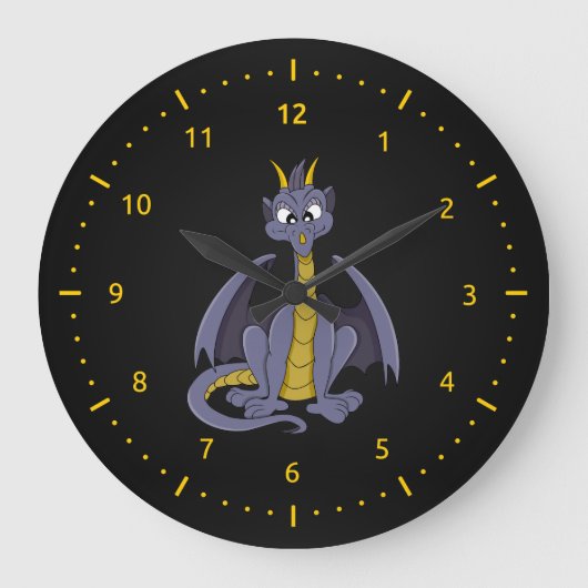 Horloge murale cartoon dragon violet (Recto)