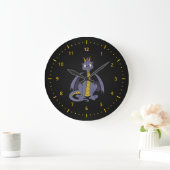 Horloge murale cartoon dragon violet (Maison)