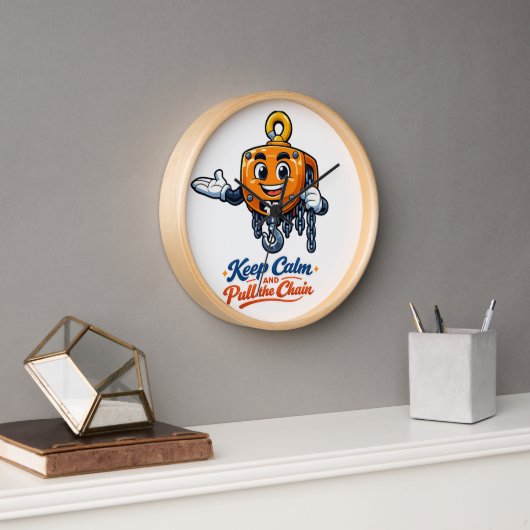 Horloge murale Chain Hoist Mascot Keep Calm (Bureau)