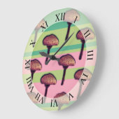 Horloge murale Champignons & Rayures (Angle)