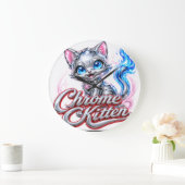 Horloge murale Chat en acrylique chromé (Maison)