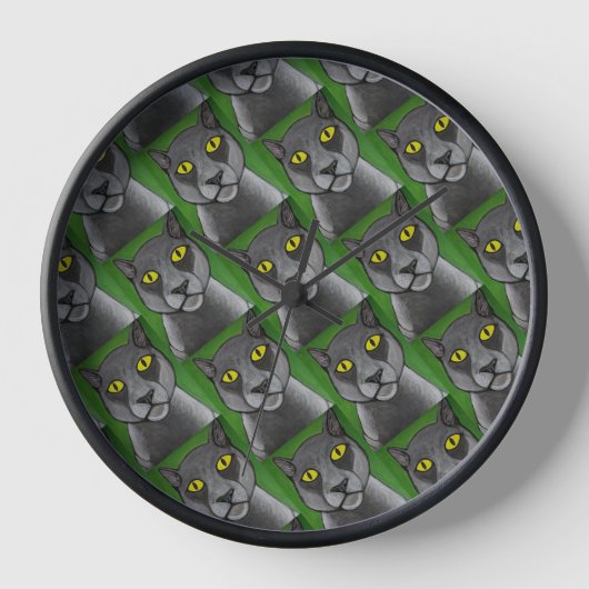 Horloge murale chat gris (Recto)