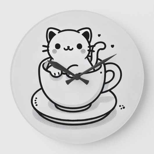 Horloge murale Chat mignon dans une tasse de thé (Recto)