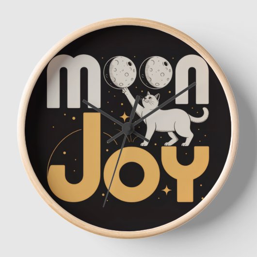 Horloge murale chat noir Moon Joy (Recto)