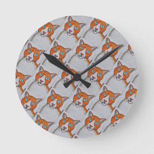 Horloge murale chat orange et blanc
