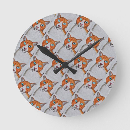 Horloge murale chat orange et blanc (Recto)