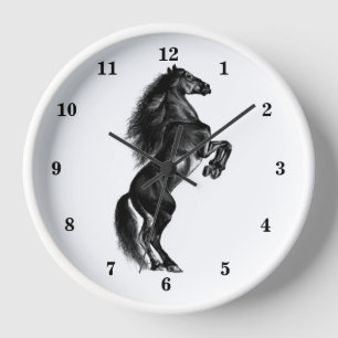 Horloge murale cheval sauvage debout - Couleurs pe
