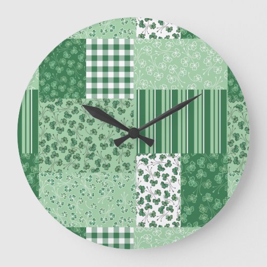 Horloge murale Chic Shamrock Faux Patchwork (Recto)