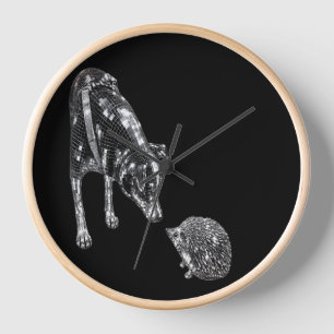 Horloge murale Chien et Hérisson   Amoureux des An