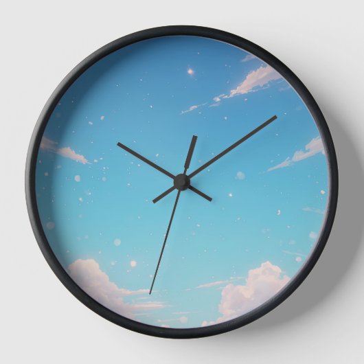 Horloge murale ciel bleu nuages (Recto)