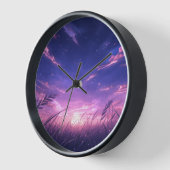 Horloge murale ciel de coucher de soleil violet (Angle)