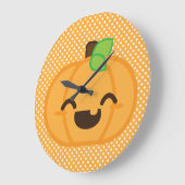 Horloge murale Citrouille Kawaii Jack-o'-lantern (Angle)