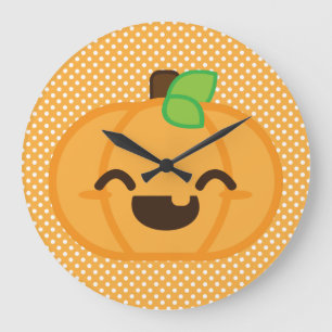 Horloge murale Citrouille Kawaii Jack-o'-lantern