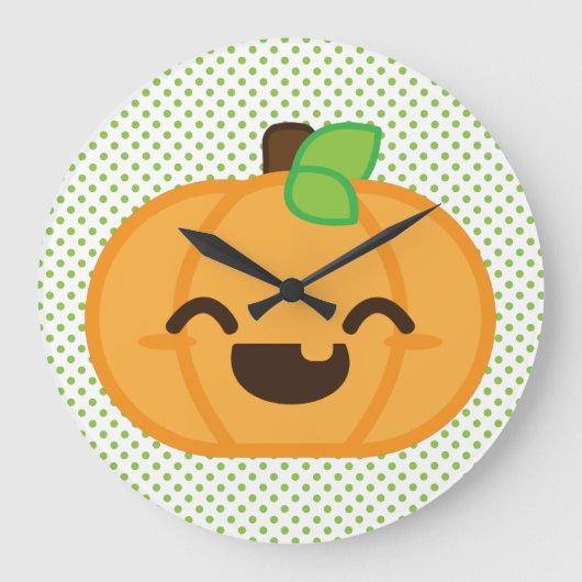Horloge murale Citrouille Kawaii Jack-o'-lantern (Recto)