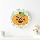 Horloge murale Citrouille Kawaii Jack-o'-lantern (Maison)