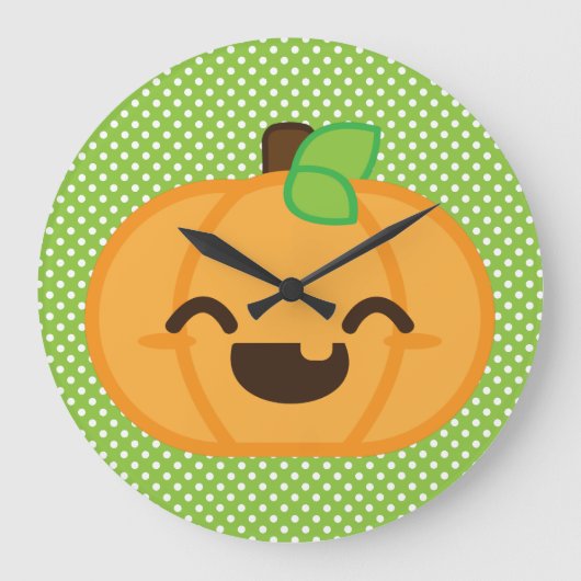 Horloge murale Citrouille Kawaii Jack-o'-lantern (Recto)