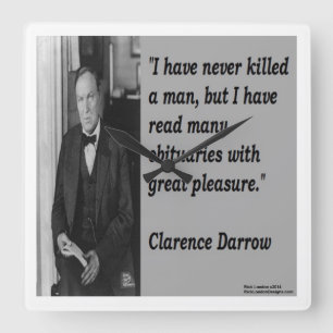 Horloge murale Clarence Darrow & citation célèbre