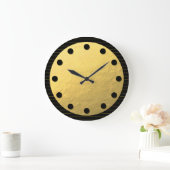 Horloge murale classique Black and Gold Faux Foil (Maison)