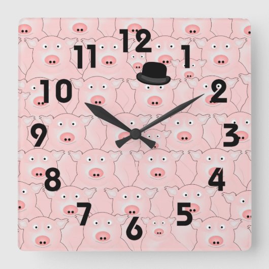 Horloge murale cochon dans un chapeau (Recto)