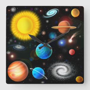 Horloge murale colorée de l'espace d'astronomie