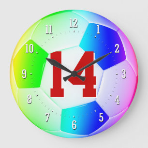 Horloge murale colorée de nombre du football