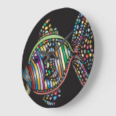 Horloge murale colorée de poissons (Angle)