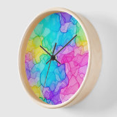 Horloge murale colorée - Design artistique moderne (Angle)