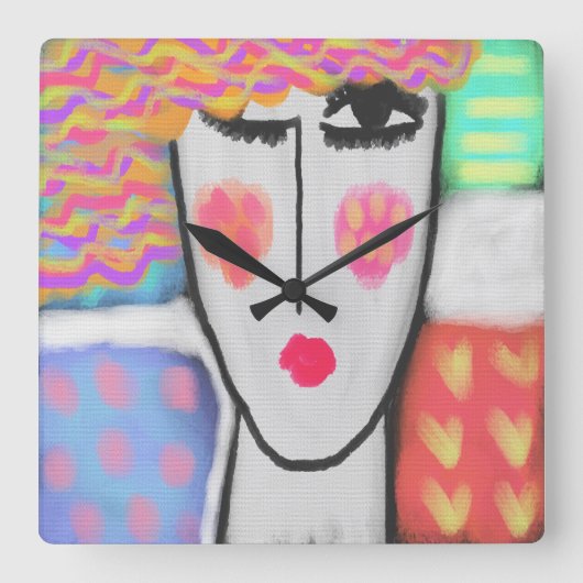 Horloge murale colorée du Carré d'art Abstrait (Recto)
