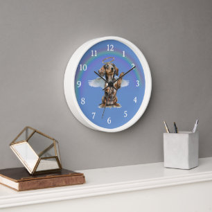 Horloge murale commémorative pour dachshund ange