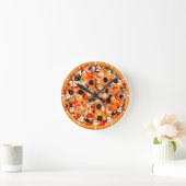 Horloge murale Cool de texture de pizza (Maison)