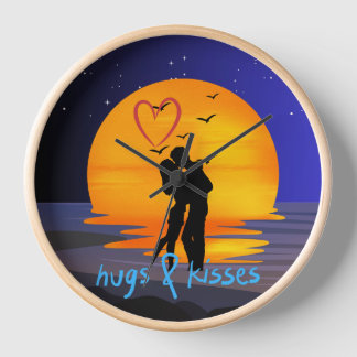 Horloge murale coucher de soleil avec couple roman