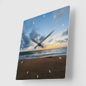 Horloge murale coucher de soleil sur la plage | Dé (Angle)