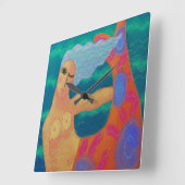 Horloge murale couleur Abstraite sirène Carré de l (Angle)