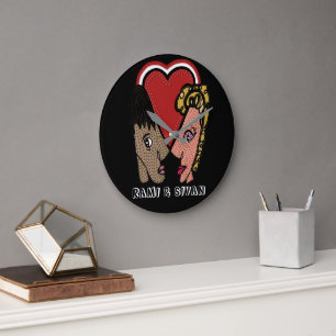 Horloge murale Couple Art Personnalisé - 2 noms